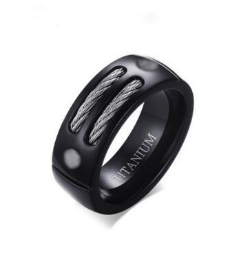 China 8mm Ring Fashion Jewelry Trendy Stainless Steel Wire Ring Titanium IP Polishing Men's Personalized Ring for sale