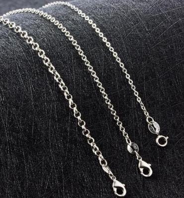 China 925 Sterling Silver Circle Necklace Thai Hot Fashion Trendy 925 Retro Rolo Chain Thick Matching Necklace for sale