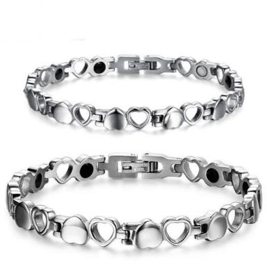 China Trend 316L Stainless Steel Stylish Health Fashion Lovers Heart Shape Magnetic Bracelets for sale