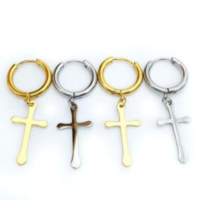 China CLASSIC Wholesale Men's Personalized Stainless Steel Dangle Cross Earrings for sale