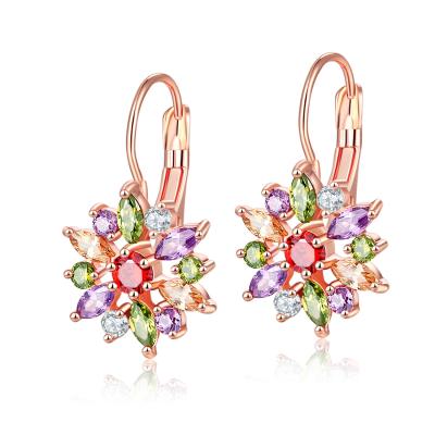 China European and American cute and fresh MuXi earrings boutique flower zircon earrings colorful earrings wholesale for sale