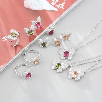 China Ethnic Designer Ring Female Jewelry Butterfly Set from MuXi S925 Sterling Silver Fashion Set Caibao for sale