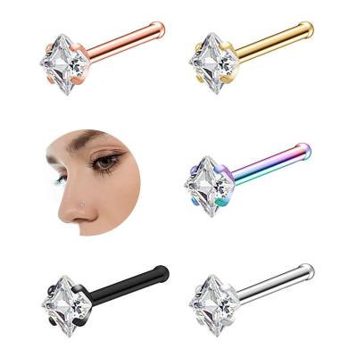 China MUXI Fashion Beauty Jewelry Crystal Stainless Steel Nose Ring Color Perforated Nail Studs for sale