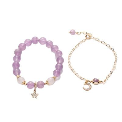 China MuXi's Bracelet Small Hand Jewelry Peach Lavender Flower Amethyst Casual/Sporty Women's Bracelet Women's Bracelet for sale