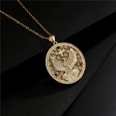 China MUXI European punk eagle style fashion new fashionable American disc necklace hip hop pendant necklace for sale