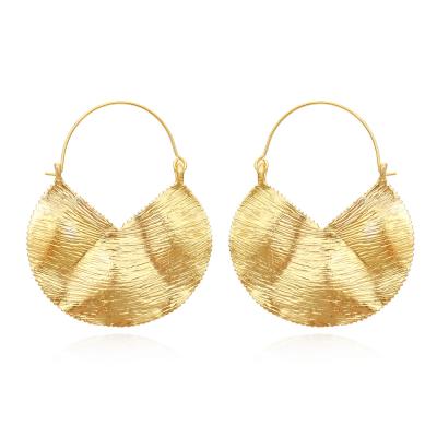 China MuXi cute and fresh exaggerated simple fold earrings jewelry retro alloy geometric texture earrings for sale