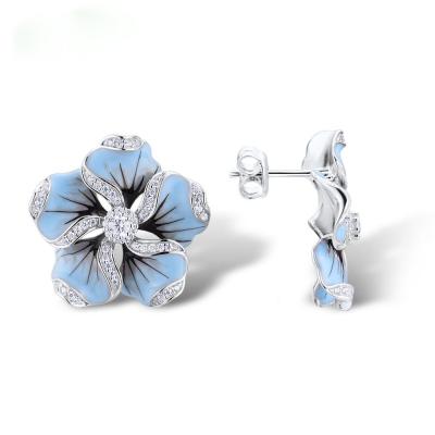 China Cute and Fresh MuXi Color Epoxy Stud Earrings Women Shape Creative Zircon Flower Leaf Earrings for sale