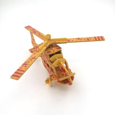 China DIY TOY Diy Creative Wooden Stereo picture puzzle children's toys simulated helicopter for sale