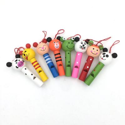 China Environmental Wooden Music Toys Kids Wooden Game Backpack Hanging Brake Wooden Whistle for sale