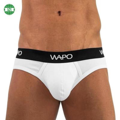 China White Solid Color or Logo Print Men's Waistband Briefs Cotton Boxer Briefs Custom Spandex Breathable Underwear for sale