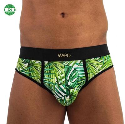 China Custom Logo Belt Mens Underwear Sublimation Printing Males Briefs Breathable OEM With Your Own Graphic for sale