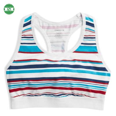 China Stripe design women sublimation sports bra 95% polyester 5% spandex bralette breathable custom bras for girls for sale