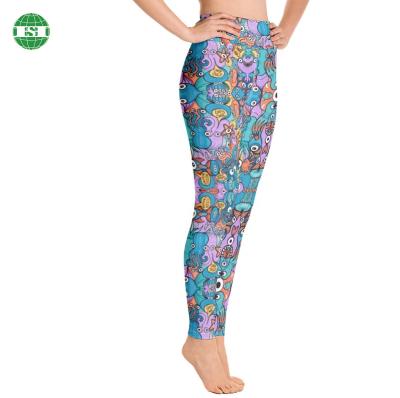 China Gaiters Polyester Breathable Personal Graphic Spandex 4 Way Mid Stretch Sublimation Active Wear Full Length Pants for sale