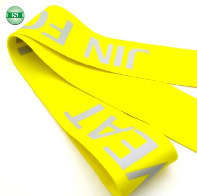 China Soft Branded Letters Yellow Gold Elastic Custom Elastic Band For Peeling for sale