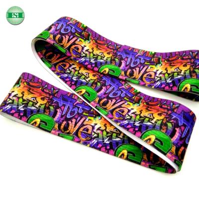 China Elastic Custom Printing Graffiti Elastic Band For Garment for sale