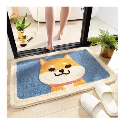 China Washable Absorbent Bath Mat, Cute Cartoon Dog Animal Mats, Anti-Slip Support Mat For Kids Room for sale