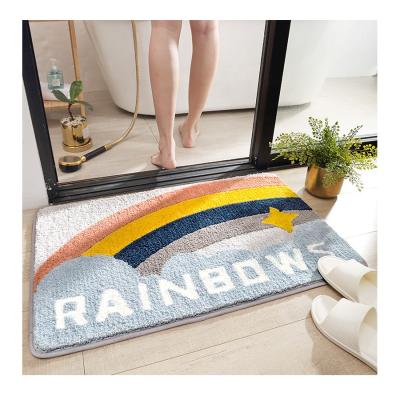 China Washable Rainbow Stars Aviation Shaggy Mats, 40x60/50x80 Cartoon Rug Bath Mat Anti-Slip Backing for sale