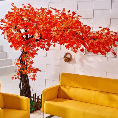 China Beautiful Chinese Mid Autumn Festival Park Artificial Autumn Tree Leaves Artificial Red Maple Tree for sale