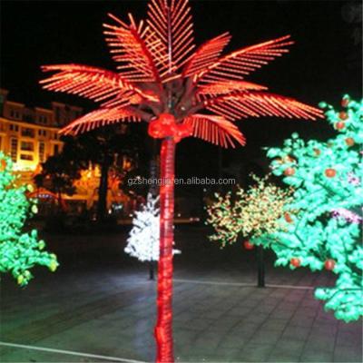 China Eco-friendly LED Lights Pink Artificial Palm Tree Led Light Show Tree And Flowers Artificial Purple Palm Tree for sale