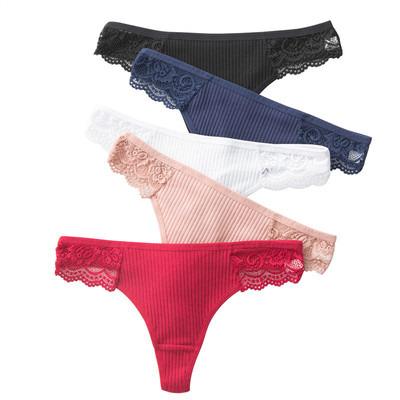 China 2021 fashion panties breathable women feel low waist foreign trade female women's t-string pants lady lace T pants for sale