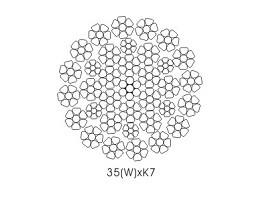 China cuerda de alambre condensada resistente de la grúa de la rotación de 35W x de K7 para a poca distancia de la costa en venta