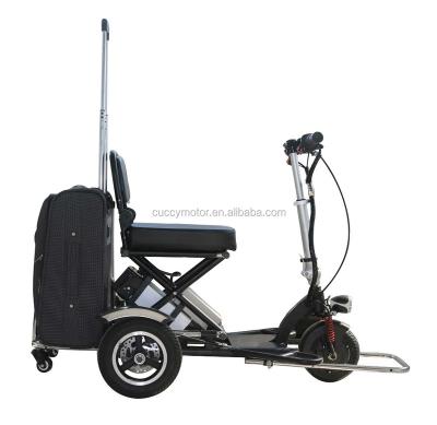 China Aluminum Alloy Lithium Battery Portable Foldable Folding Mobility Adult Disabled Three Wheel Electric Scooter for Elder or Disable Hospital for sale