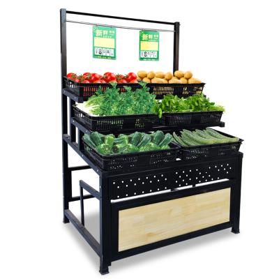 China Single Sided Metal Fruit And Vegetable Display Rack Rack Shelves For Supermarket Store for sale