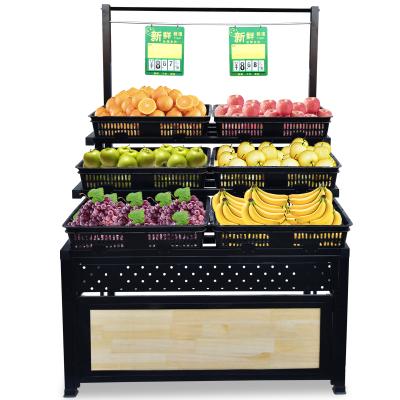 China Custom 3 layers single sided factory metal fruit and vegetable display rack rack for supermarket store for sale