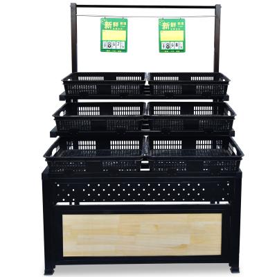 China Single Sided Factory Metal Supermarket Fruit And Vegetable Display Stand Rack Shelves For Store for sale