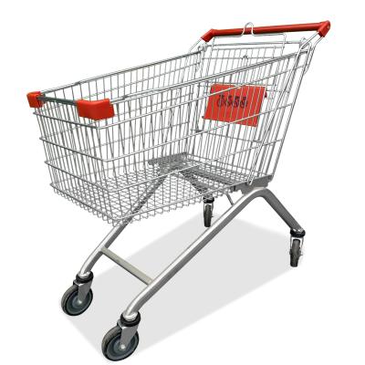 China Convenience Large Capacity 4 Wheels Supermarket Metal Shopping Trolley Custom Carts for sale