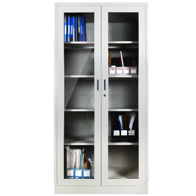 China Custom 5 (Height) Tier 2 Adjustable Glass Doors Steel Filing Cabinet Office Furniture for sale