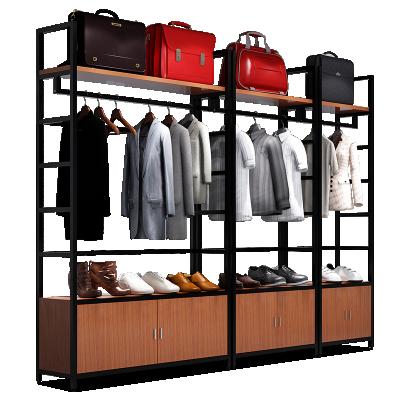 China Factory Wholesale Clothing Store Display Stand Eco-friendly Shelves Hanging Racks With Cabinet For Stores for sale