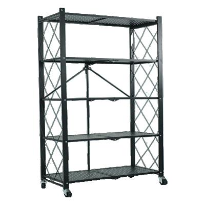 China Wholesale Viable Foldable Organizer Shelf Metal Storage Racks with Caster Wheels for Kitchen Living Room Bed Room for sale