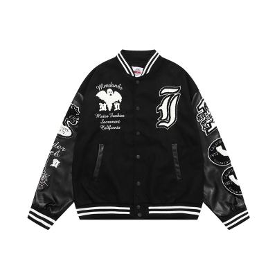 China Letterman Sleeve Embroidery Breathable Custom Jacket Men's Leather Jacket for sale