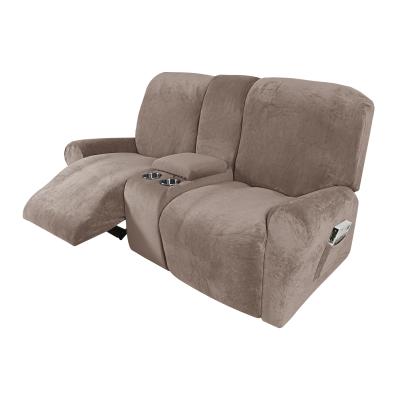 China Modern high quality custom made velvet recliner recliner cover for 1 2 3 seats with non slip magic elastic for sale