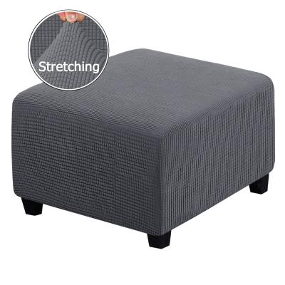 China Easy Clean Easy Living Stretch Ottoman Cover Soft Elastic Bottom Rectangle Patio Stool Cover for sale