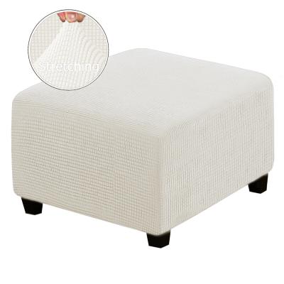 China 100% High Quality Easy Clean Living Room Ottoman Cover Polyester Stretch Stools Protector Rectangle Stool Bench Cover for sale