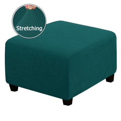 China Hot Selling Easy Clean Ottoman Slipcovers Solid Colors Bench Covers Stretch Upholstered Footstool Pouf Cover for sale