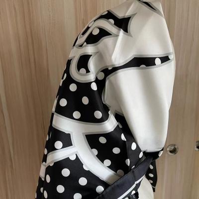 China 90*90cm lady's logo print large square silk satin shawl custom made silk scarf hijab silk hijab for sale