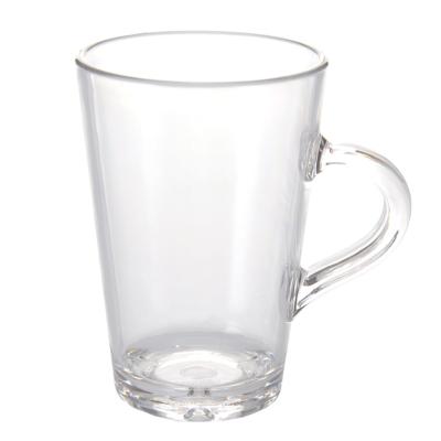 China Stored Cup Hot Chocolate Tea Handle Clear Reusable Plastic Cappuccino Coffee Cup 10oz 300ml Coffee Mug for sale