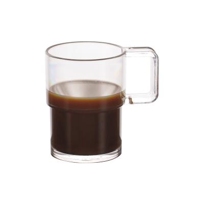 China Outdoor Camping Stackable 8oz Coffee Mugs Picnic Tea Glass Clear Plastic Tea Cup Small Stackable Coffee Mugs for sale