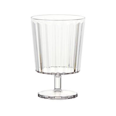 China 310ml Stripe PC Wine Short Stackable PC Glass Unbreakable Swirl Stem Wine Stem Glass Stackable Glass 10oz for sale