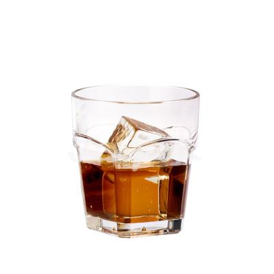 China Cheap Rock Whiskey Unbreakable Drinking Glasses Stack Cup Unbreakable Clear Plastic Square Glass Whiskey for sale