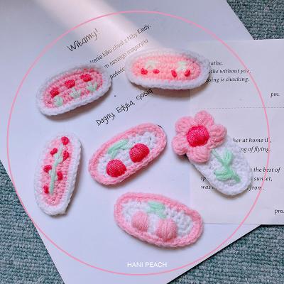 China C&J Autumn&Winter fashionable hot new handmade knitted Cherry Cute Girly Style Wool edge clip hair cut hair accessory for sale