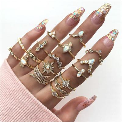 China BOHEMIA C&J Amazon Trade Newcomer Style Bohemian Set Of Diamonds 17pcs Accessories Set Rings for sale