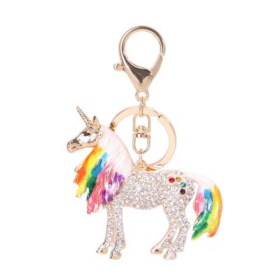 China Wholesale Promotion C&J Unicorn Pendant Oil Drop Diamond Alloy Pendant Accessories Key Chain Souvenir Gifts for sale