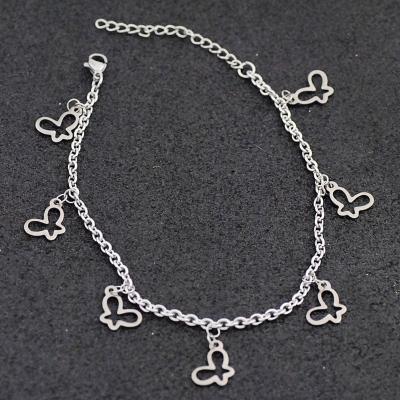 China C&J TRENDY Fashion Pendant Stainless Steel Butterfly Anklets For Women for sale