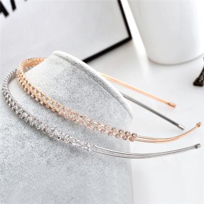 China Alloy / Silver And Gold Rhinestone C&J 2 Color Diamond Rhinestone Hair Bands For Girls for sale