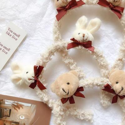 China C&J Autumn&Winter Plush Bunny Bear Female Lamb Woolen Plush Bunny Bear Female Lamb Woolen Hair Circle Headband Hot Cute Hot Fashionable Hair Accessory for sale