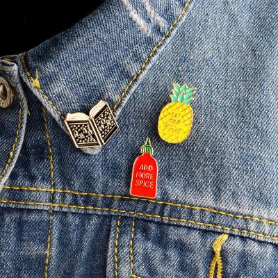 China Fashion C&J Cartoon Book Pineapple Shape Clothing Accessory Creative Brooch for sale